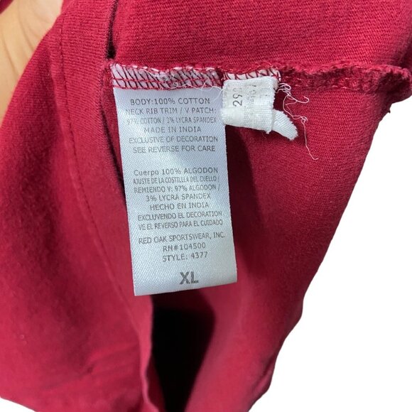 RedOak Sportwear Arkansas Razorback Football T-Shirt XL Embroidered Burgundy Red - Picture 6 of 10